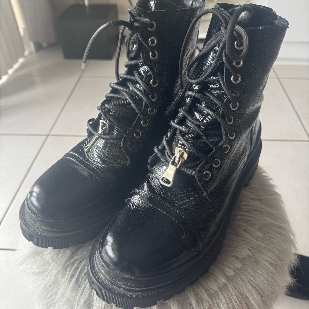 Steve Madden Black Leather Combat Boots